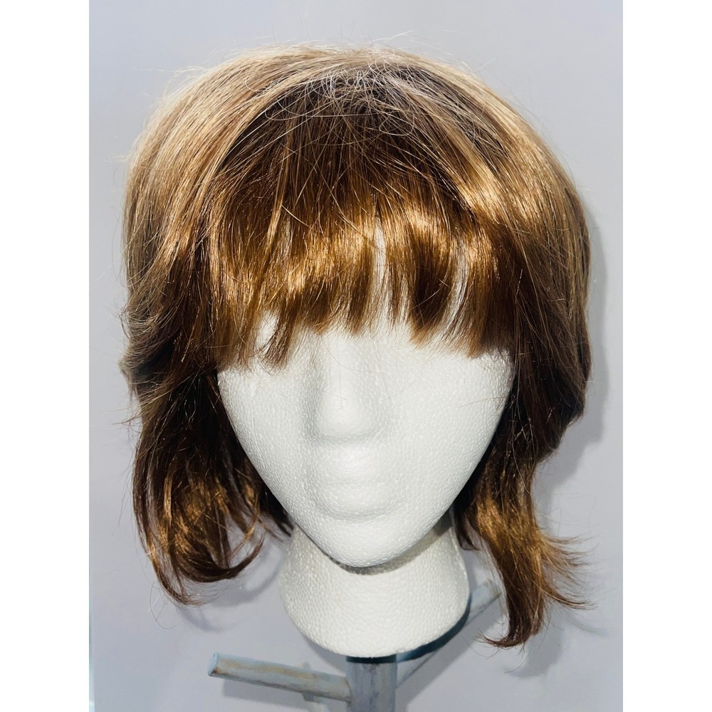 Paula Young Short Layered Bob Wig Bangs Gold Honey Blonde Synthetic Classic Cap